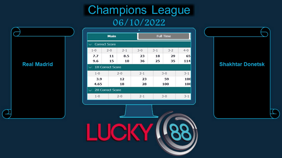 LUCKY88 Real Madrid vs Shakhtar Donetsk , Soi kèo bóng đá hôm nay 06/10/2022, Champions League