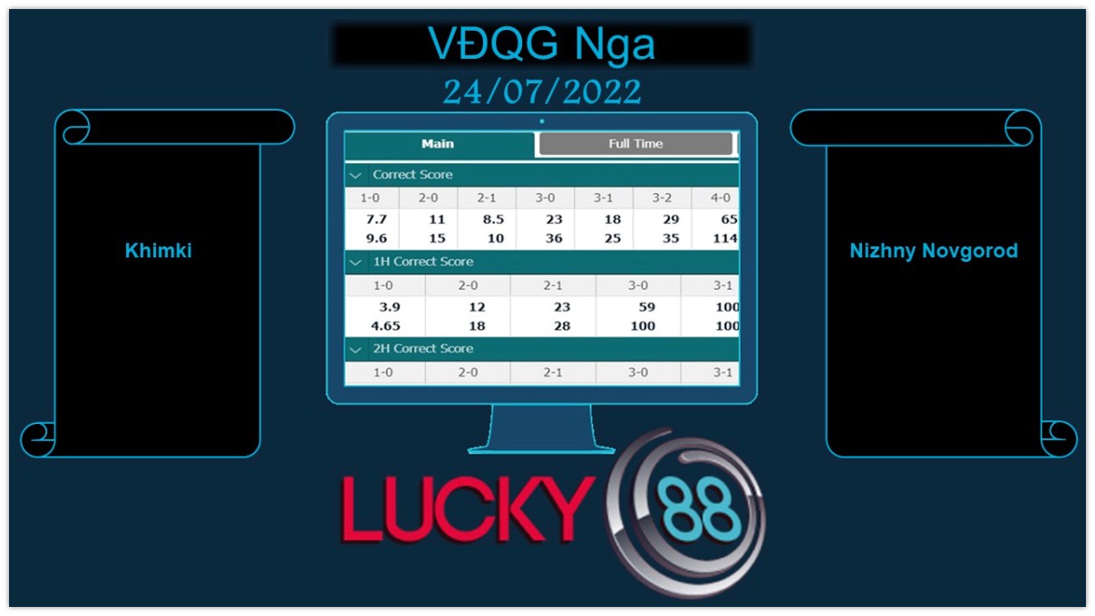 LUCKY88 Khimki vs Nizhny Novgorod , Soi kèo bóng đá hôm nay 24/07/2022, VĐQG Nga