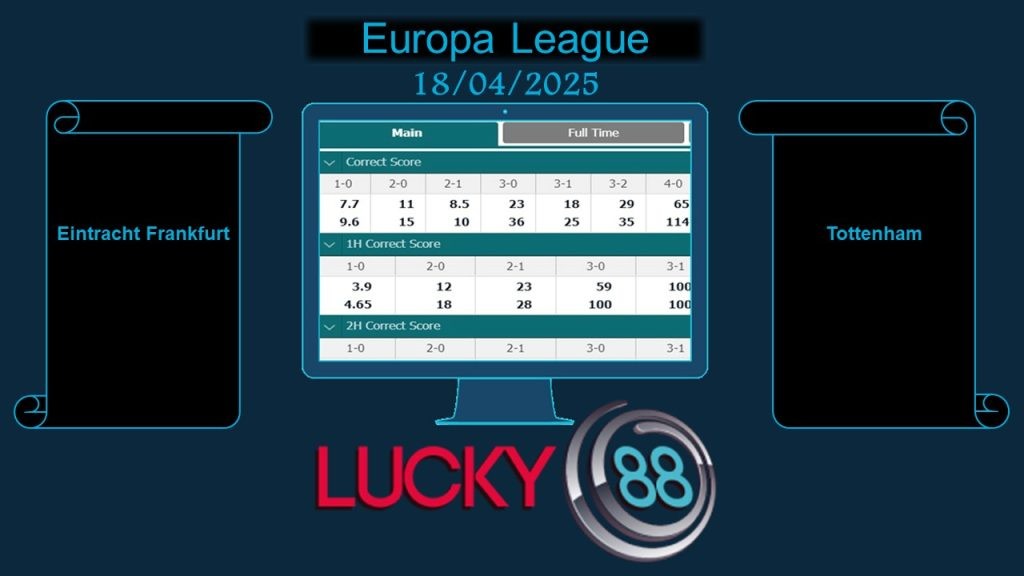 LUCKY88 Eintracht Frankfurt vs Tottenham, Soi kèo bóng đá hôm nay 18/04/2025, Europa League