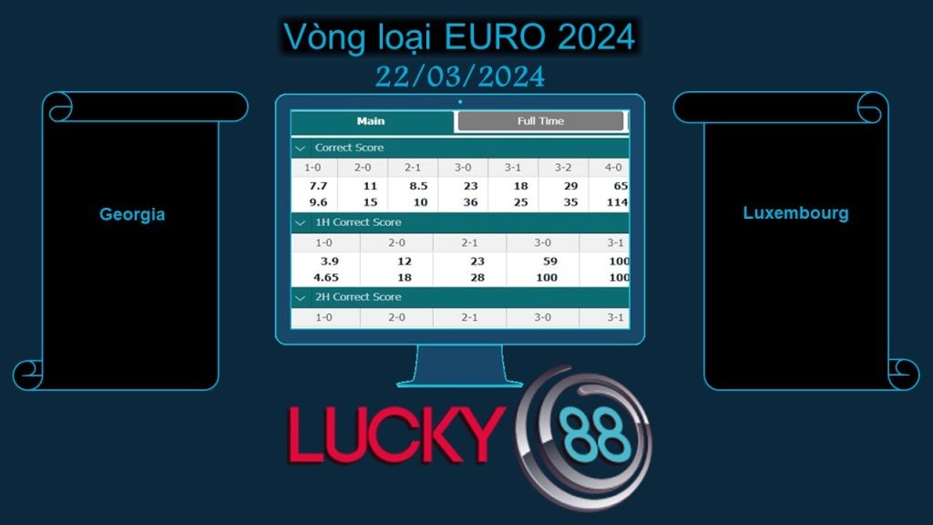 LUCKY88 Georgia vs Luxembourg, Soi kèo bóng đá hôm nay 22/03/2024, Vòng loại EURO 2024