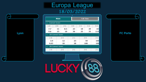 LUCKY88 Lyon vs FC Porto , Soi kèo bóng đá hôm nay 18/03/2022, Europa League