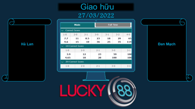 LUCKY88 Hà Lan vs Đan Mạch , Soi kèo bóng đá hôm nay 27/03/2022, Giao hữu