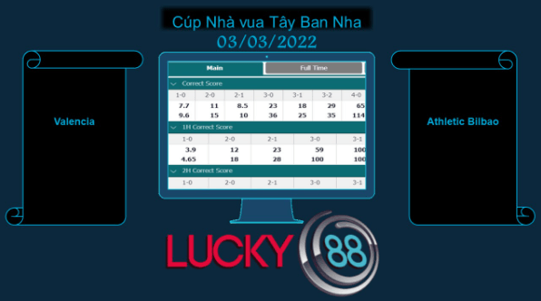 LUCKY88 Valencia vs Athletic Bilbao , Soi kèo bóng đá hôm nay 03/03/2022, Cúp Nhà vua Tây Ban Nha