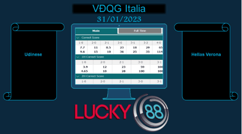 LUCKY88 Udinese vs Hellas Verona, Soi kèo bóng đá hôm nay 31/01/2023, VĐQG Italia