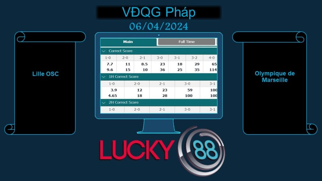 LUCKY88 Lille OSC vs Olympique de Marseille, Soi kèo bóng đá hôm nay 06/04/2024, VĐQG Pháp