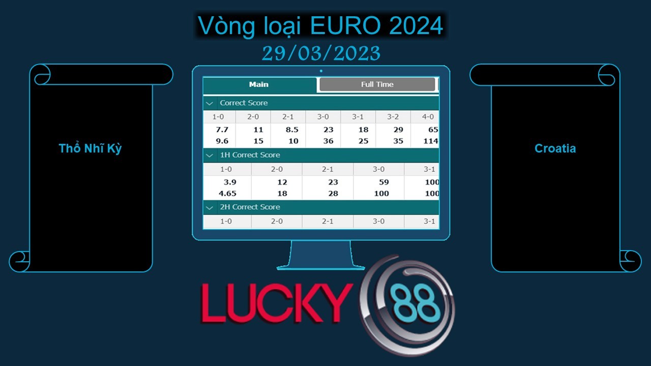 LUCKY88 Thổ Nhĩ Kỳ vs Croatia, Soi kèo bóng đá hôm nay 29/03/2023, Vòng loại EURO 2024