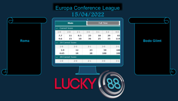 LUCKY88 Roma vs Bodo Glimt , Soi kèo bóng đá hôm nay 15/04/2022, Europa Conference League