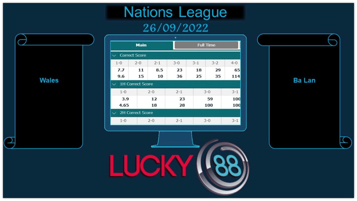 LUCKY88 Wales vs Ba Lan, Soi kèo bóng đá hôm nay 26/09/2022, Nations League