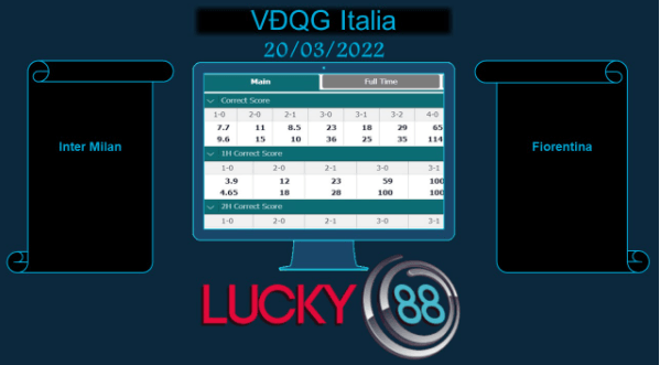 LUCKY88 Inter Milan vs Fiorentina  , Soi kèo bóng đá hôm nay 20/03/2022, VĐQG Italia