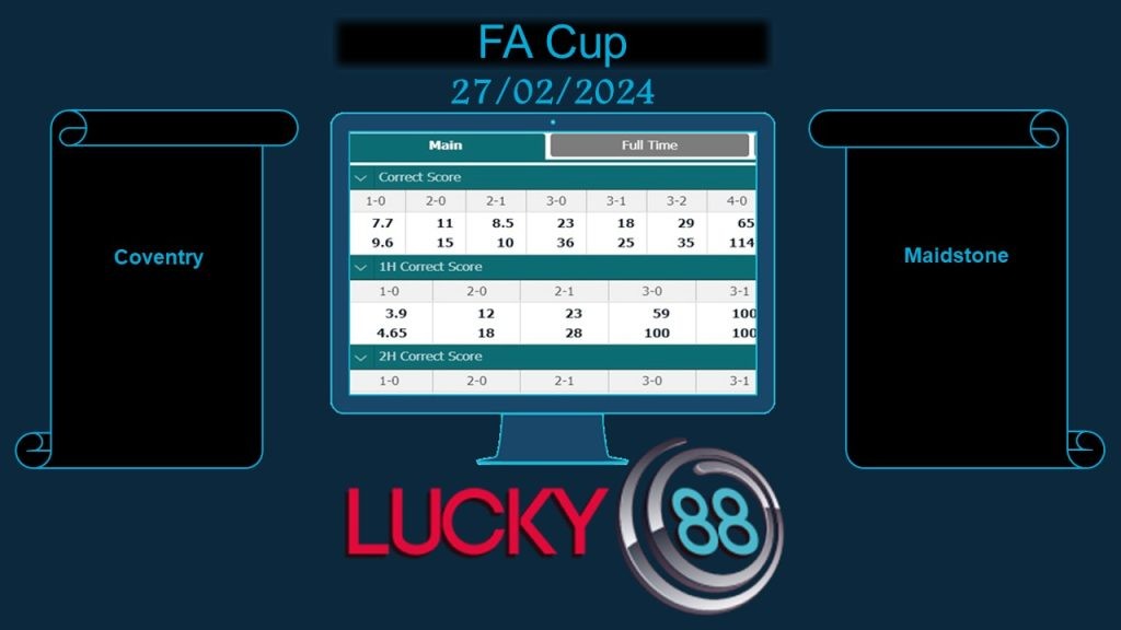 LUCKY88 Coventry vs Maidstone, Soi kèo bóng đá hôm nay 27/02/2024, FA Cup