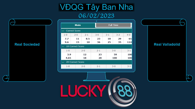 LUCKY88 Real Sociedad vs Real Valladolid, Soi kèo bóng đá hôm nay 06/02/2023, VĐQG Tây Ban Nha
