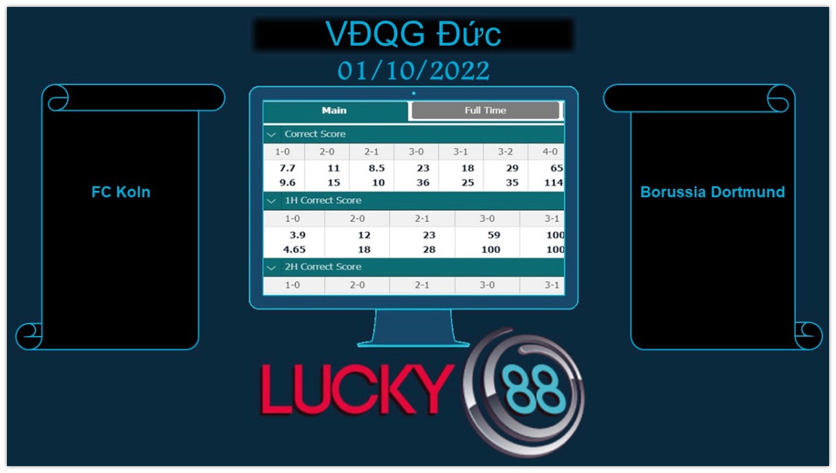 LUCKY88 FC Koln vs Borussia Dortmund, Soi kèo bóng đá hôm nay 01/10/2022, VĐQG Đức