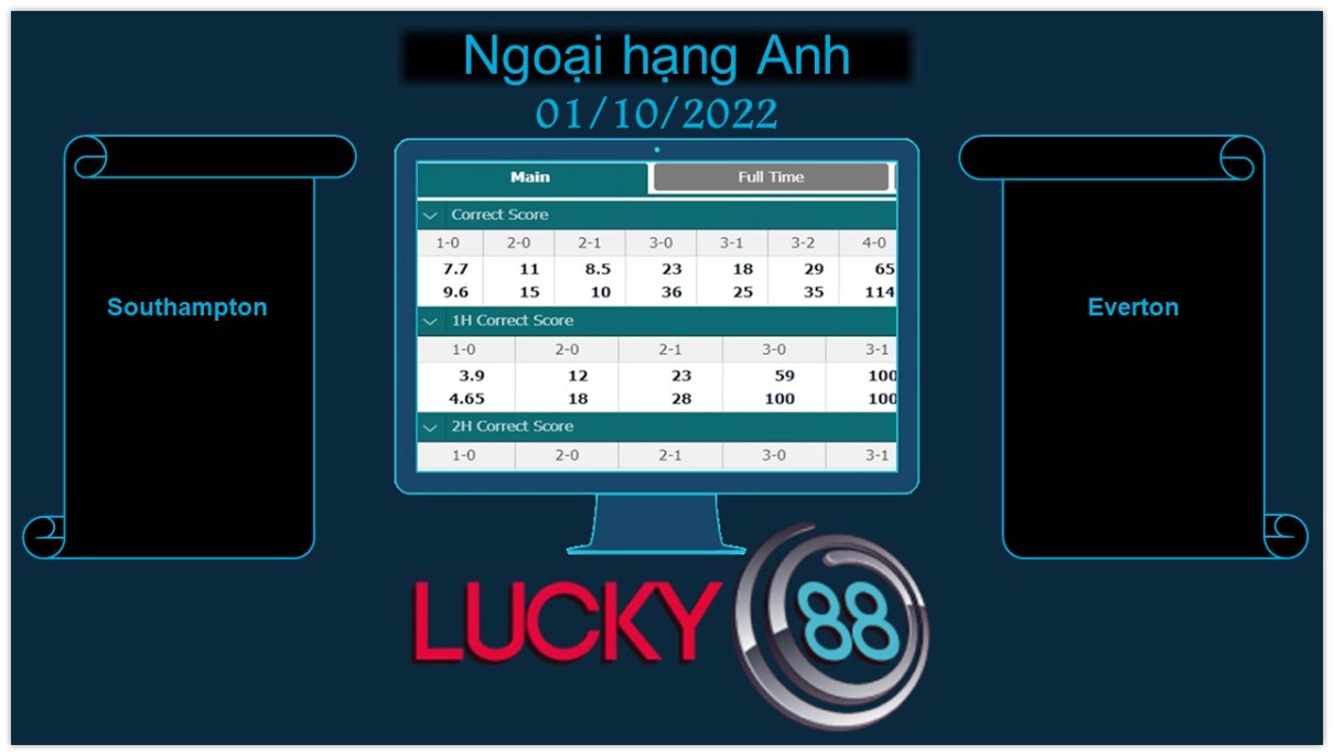 LUCKY88 Southampton vs Everton, Soi kèo bóng đá hôm nay 01/10/2022, Ngoại hạng Anh