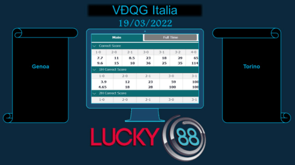 LUCKY88 Genoa vs Torino  , Soi kèo bóng đá hôm nay 19/03/2022, VĐQG Italia