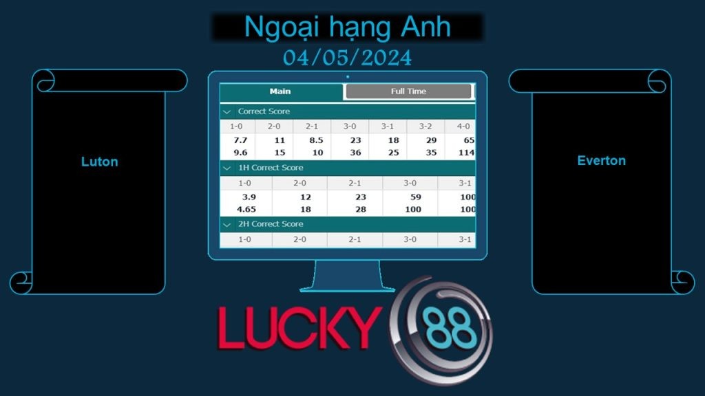 LUCKY88 Luton vs Everton, Soi kèo bóng đá hôm nay 04/05/2024, Ngoại hạng Anh