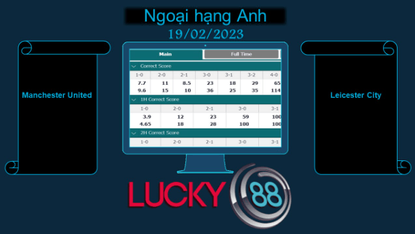 LUCKY88 Manchester United vs Leicester City, Soi kèo bóng đá hôm nay 19/02/2023, Ngoại hạng Anh