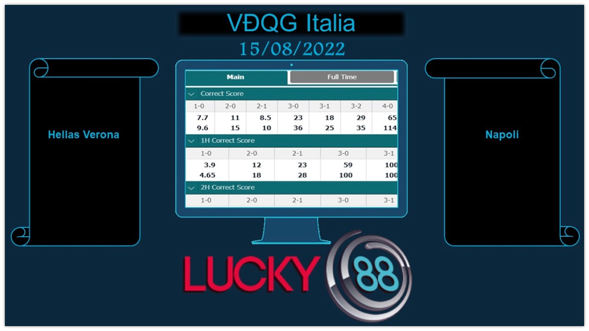 LUCKY88 Hellas Verona vs Napoli , Soi kèo bóng đá hôm nay 15/08/2022, VĐQG Italia